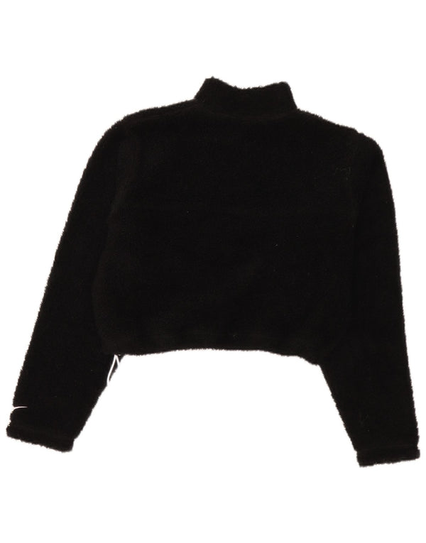 Nike Dame Oversized Crop Zip Neck Fleece Jumper UK 10 Small Black