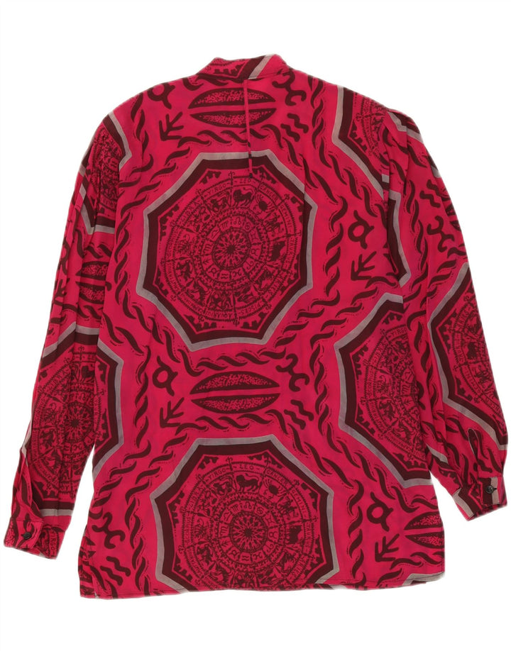 VINTAGE Womens Abstract Pattern Long Sleeve Blouse Top UK 14 Medium Pink Vintage Vintage and Second-Hand Vintage from Messina Hembry 