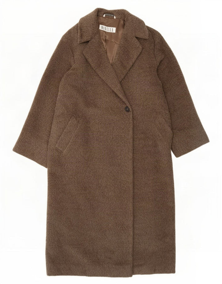 Marella Dame Oversized Overfrakke UK 10 Small Brown Virgin Wool