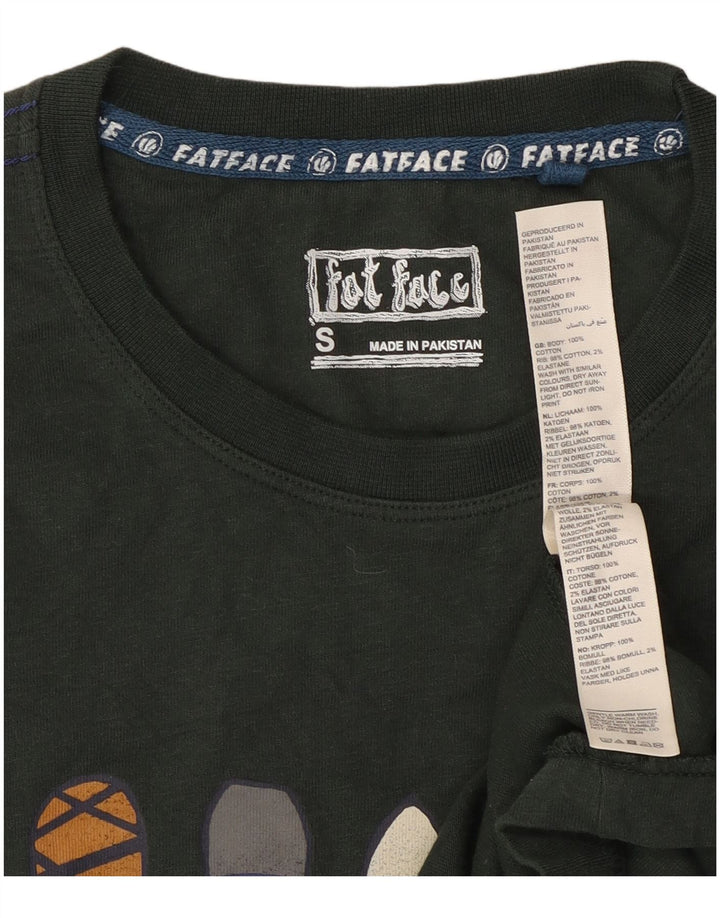 Fat Face Herre Grafisk T-Shirt Top Lille Grøn Bomuld