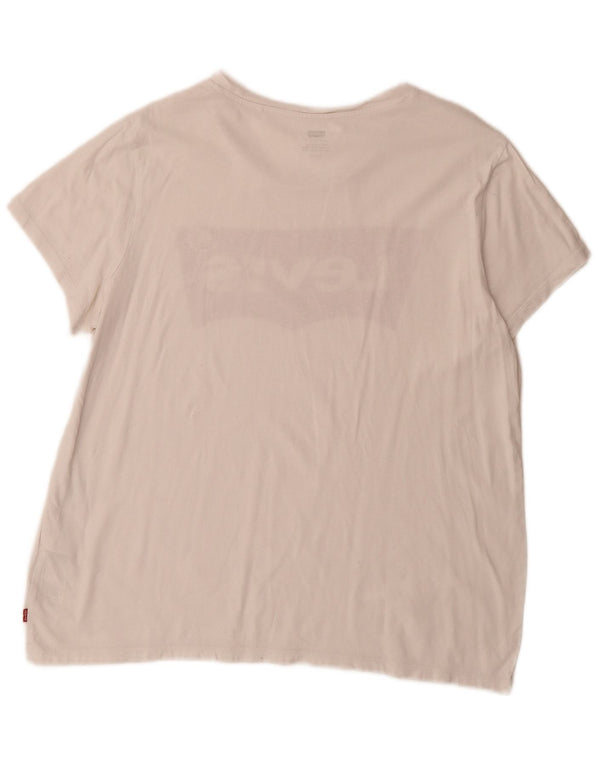 Levi's Dame Grafisk T-Shirt Top UK 18 XL Hvid Bomuld