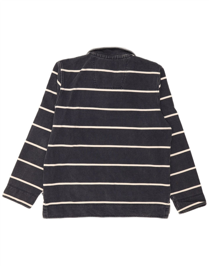 CREW TØJ Herre Zip Neck Sweatshirt Jumper Stor Marineblå Stribet