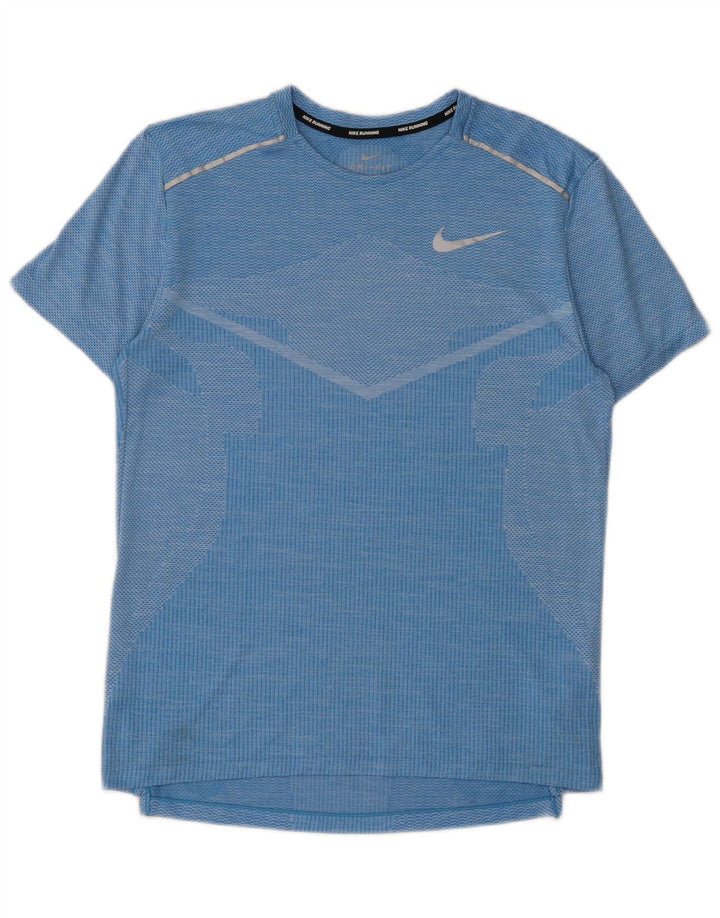 Nike Herre Dri Fit T-Shirt Top Lille blå Flecked Polyester
