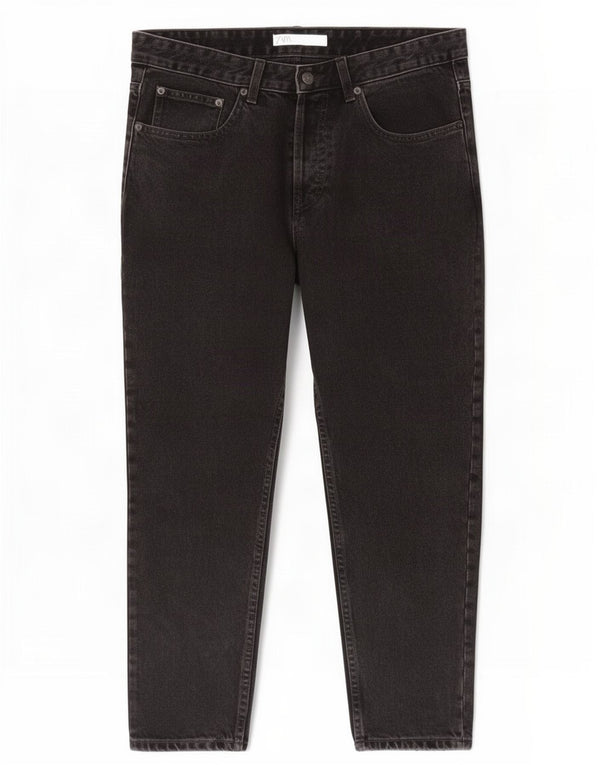 Zara Herre Cropped Jeans EU 42 Large W32 L26 Sort Bomuld