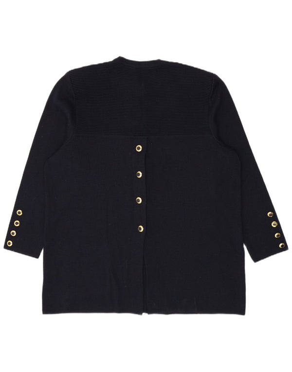 Vintage Dame Longline Oversized Cardigan Sweater IT 46 Large Navy Blue