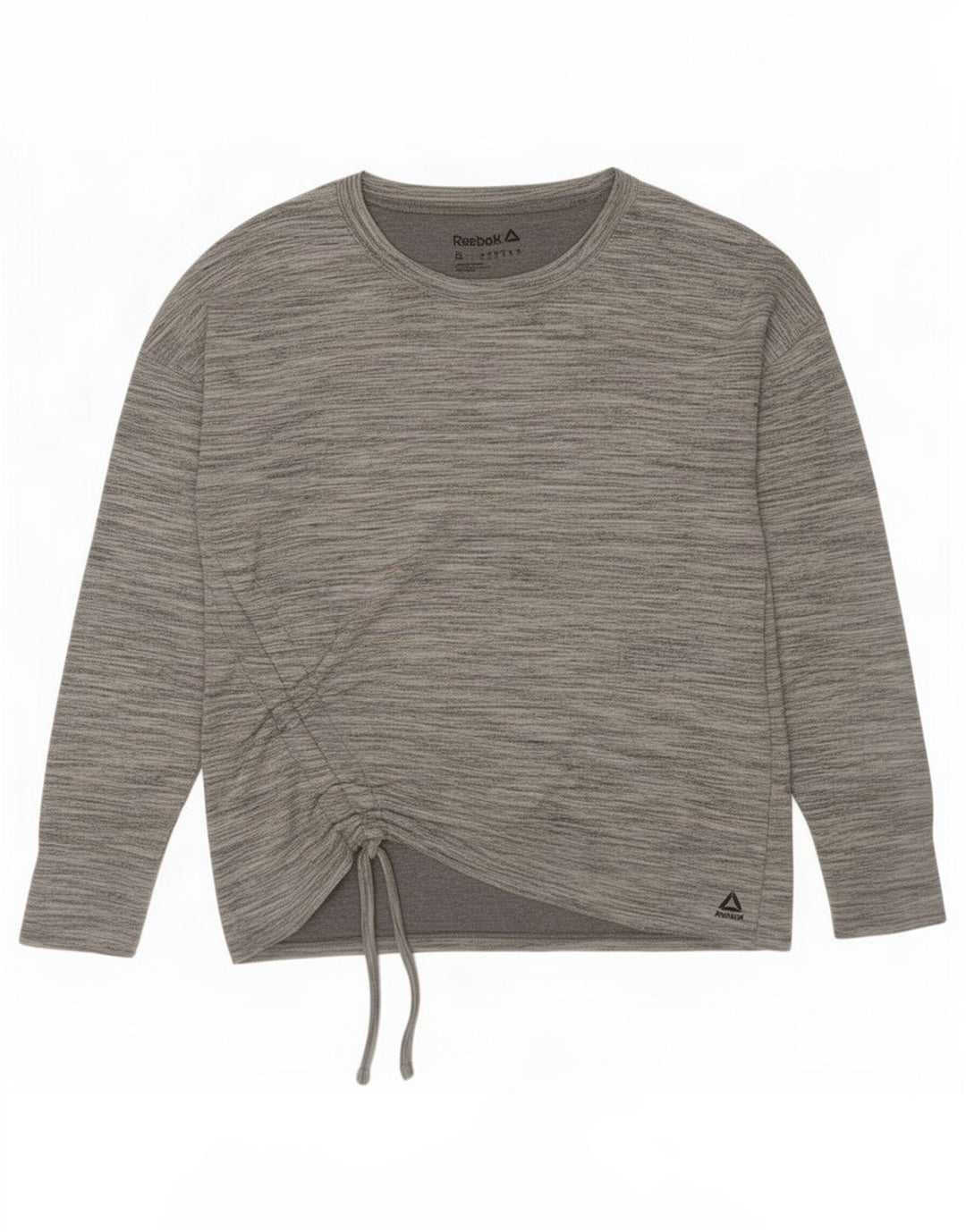 Reebok Dame Oversized Top Langærmet UK 10 Small Grå Flecked Polyester