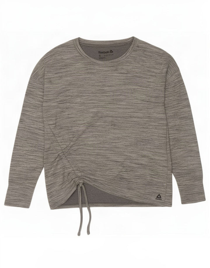 Reebok Dame Oversized Top Langærmet UK 10 Small Grå Flecked Polyester