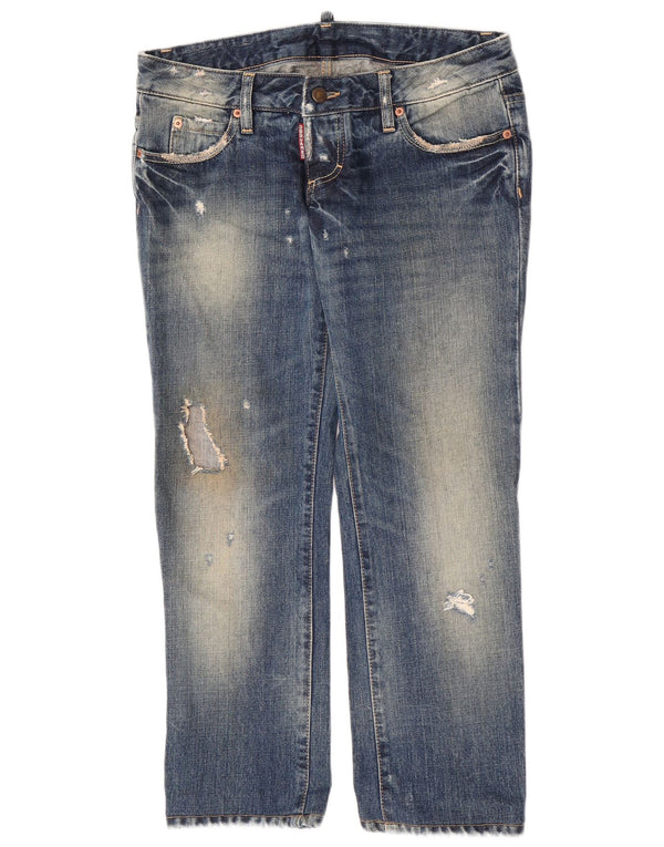 Dsquared Dame Distressed Straight Jeans IT 44 Medium W30 L27 Blå Bomuld