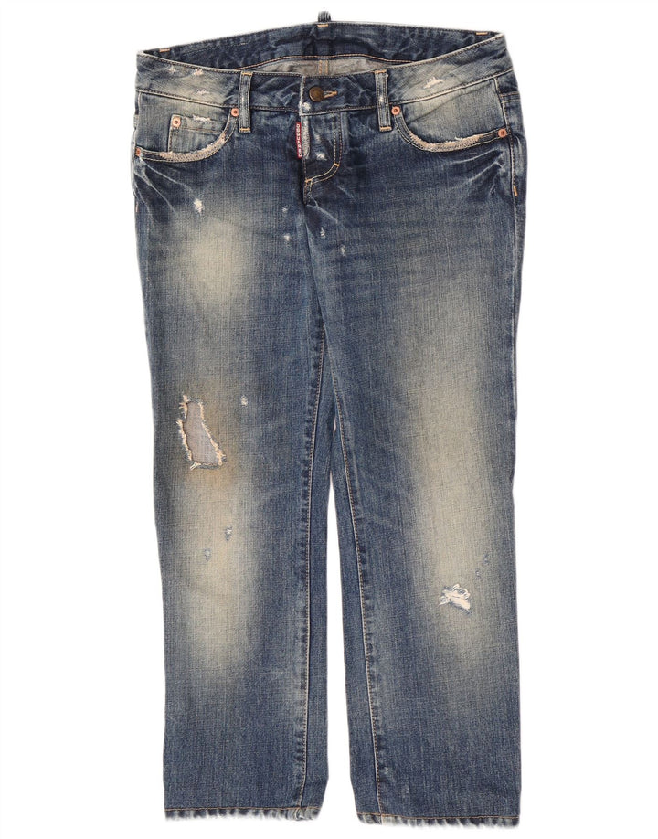 Dsquared Dame Distressed Straight Jeans IT 44 Medium W30 L27 Blå Bomuld