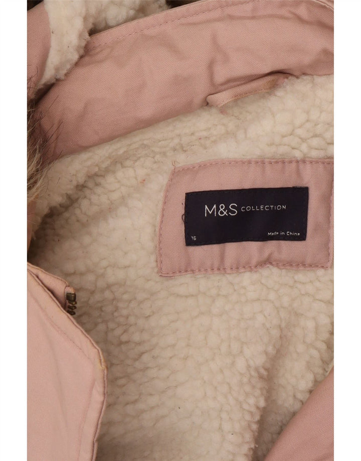 Marks & Spencer Dame Hætte Oversized Parka Jacket UK 16 Large Pink