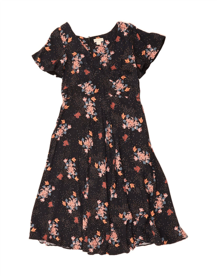 MONSOON Womens A-Line Dress UK 14 Medium Black Floral Vintage Monsoon and Second-Hand Monsoon from Messina Hembry 