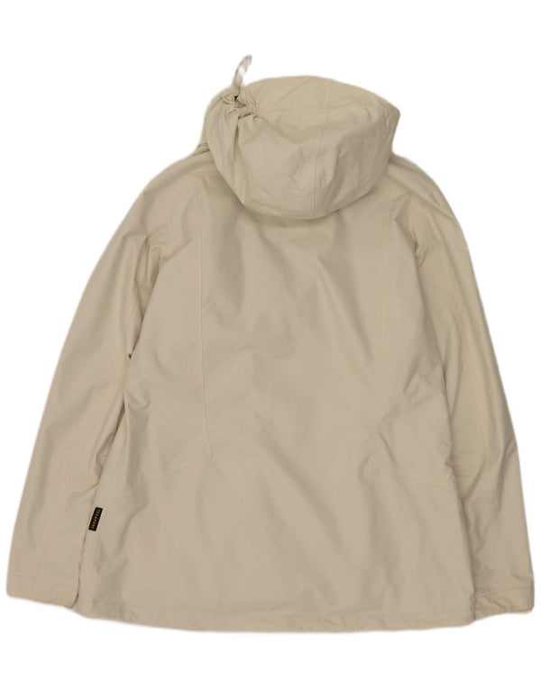 Jack Wolfskin Dame Hooded Windbreaker Jacket UK 16 Large Beige Polyamid