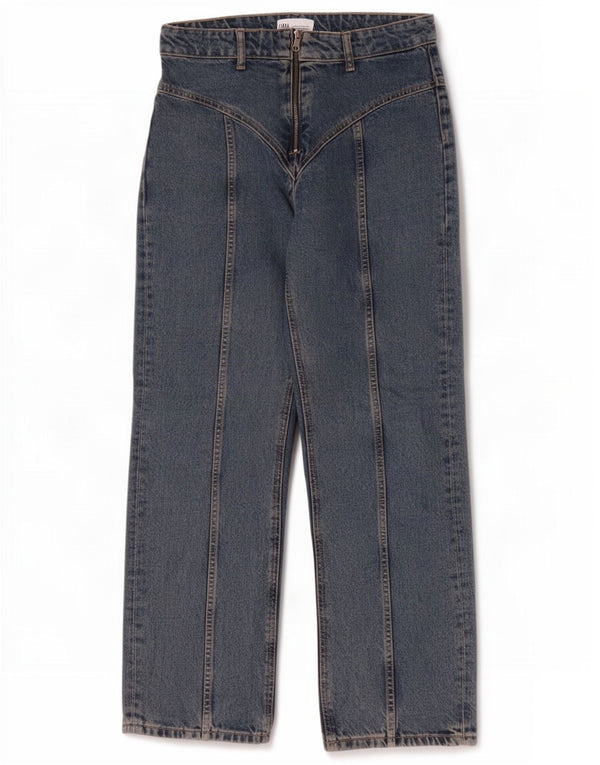 Zara Dame Straight Jeans EU 40 Medium W30 L30 Blå Bomuld