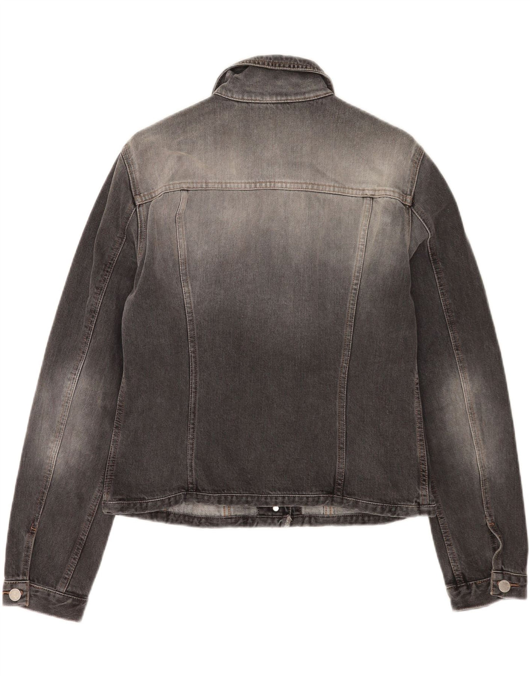 Benetton Dame Crop Denim Jacket UK 16 Stor Grå Bomuld