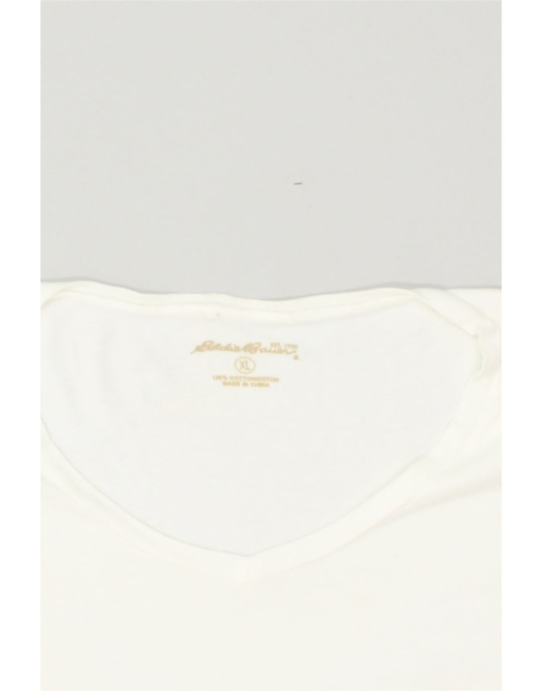 EDDIE BAUER Womens T-Shirt Top UK 18 XL Off White Cotton | Vintage Eddie Bauer | Thrift | Second-Hand Eddie Bauer | Used Clothing | Messina Hembry 