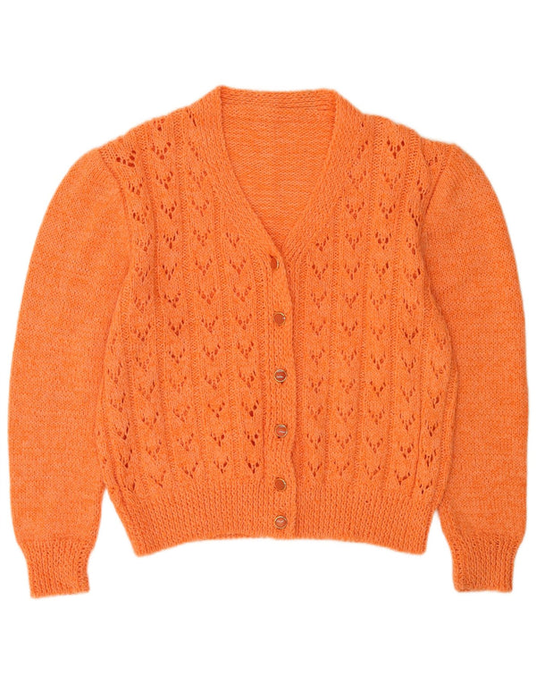 Vintage Kvinders Oversized Cardigan Sweater UK 14 Large Orange