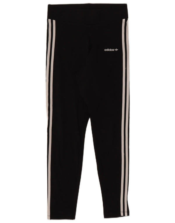ADIDAS Dame Leggings UK 14 Medium Sort Bomuld