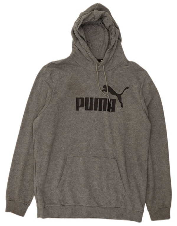Puma Mens Graphic Hoodie Jumper Large Grey Cotton