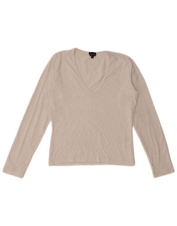 CALVIN KLEIN JEANS Dame Top Langærmet UK 14 Stor Hvid Bomuld