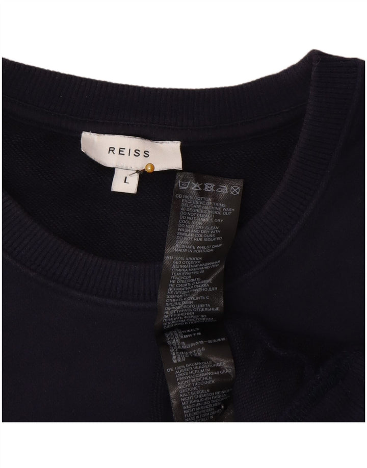 Reiss grafisk sweatshirt til mænd, stor marineblå bomuld