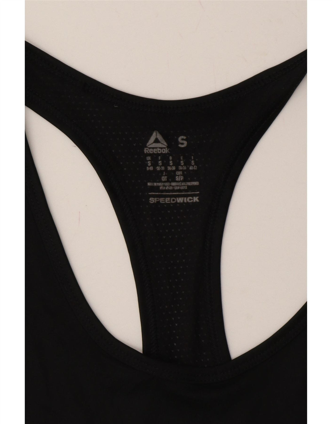 REEBOK Womens Vest Top UK 8/10 Small Black Polyester Vintage Reebok and Second-Hand Reebok from Messina Hembry 