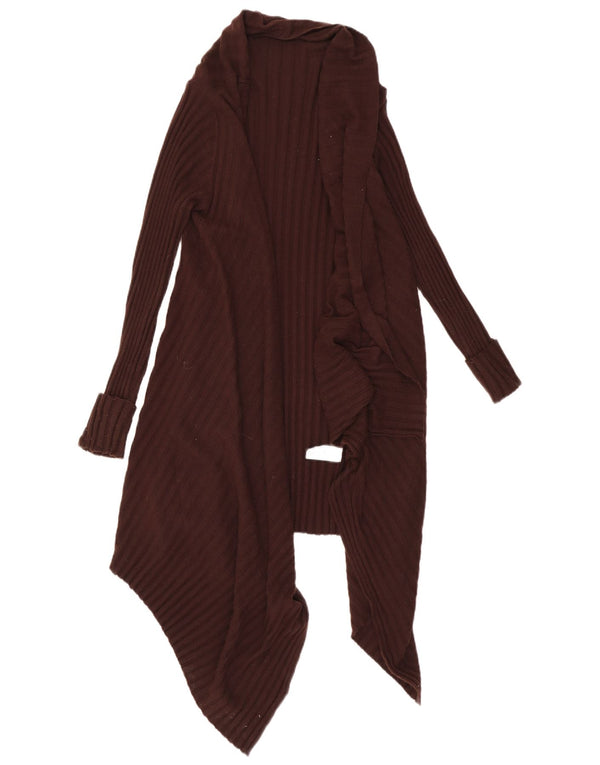 Marks & Spencer Dame Asymmetrisk Cardigan Sweater UK 8/10 Lille Brun
