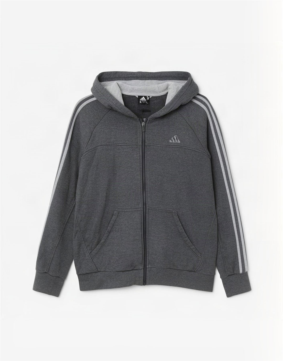 Adidas Hættetrøje med lynlås til mænd mellemgrå bomuld