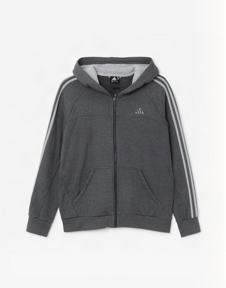 Adidas Hættetrøje med lynlås til mænd mellemgrå bomuld