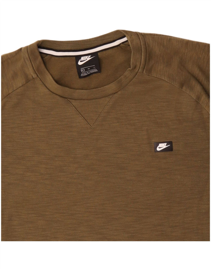 NIKE Sweatshirt Jumper til mænd XL Khaki Flecked Bomuld