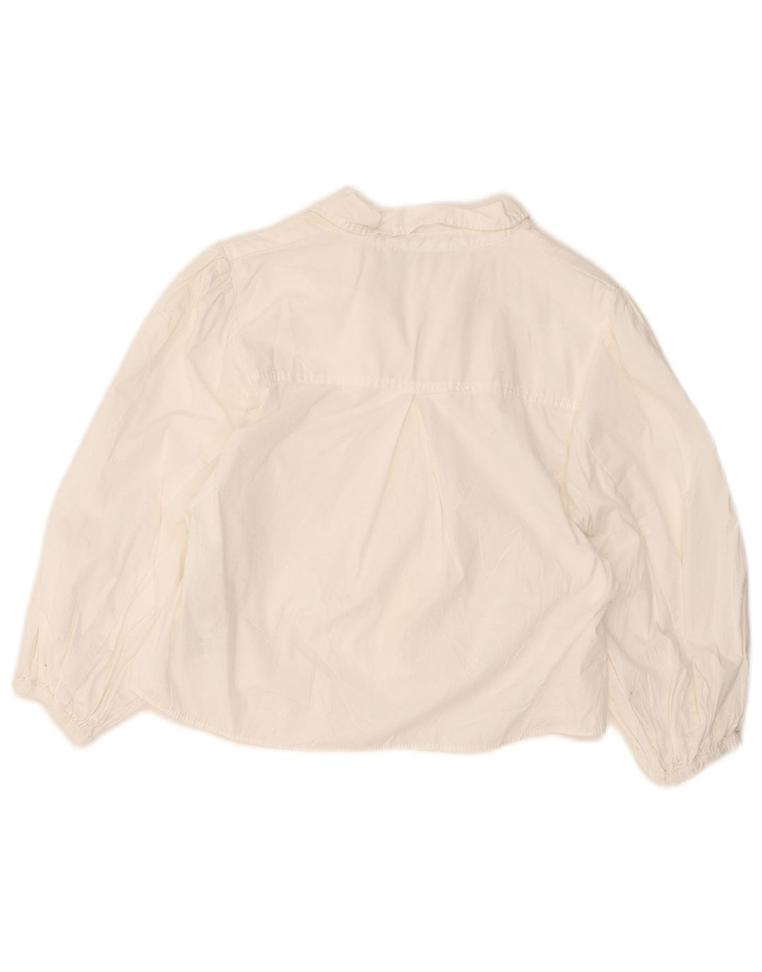 Zara Womens Crop Shirt Bluse UK 12 Medium White Bomuld