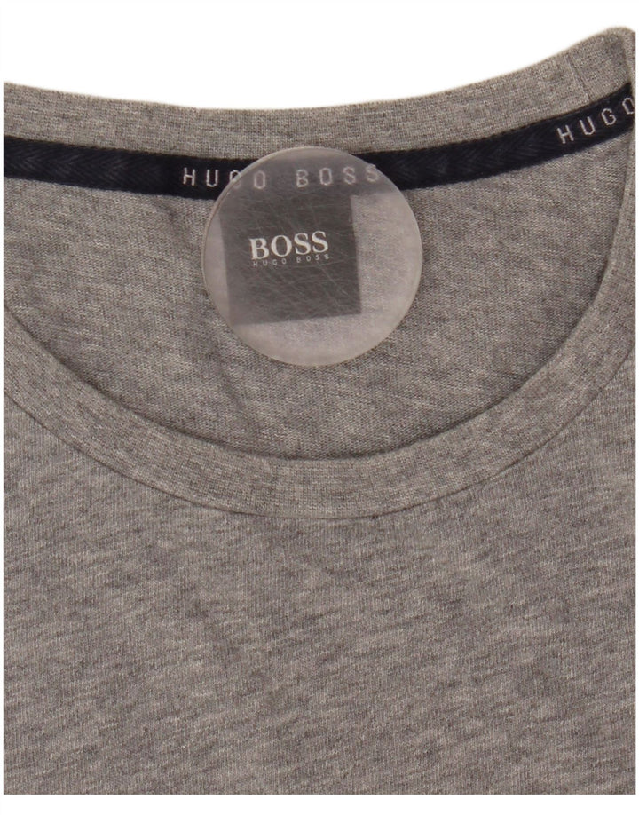 Hugo Boss Herre Grafisk Top Langærmet Medium Grey Flecked Bomuld