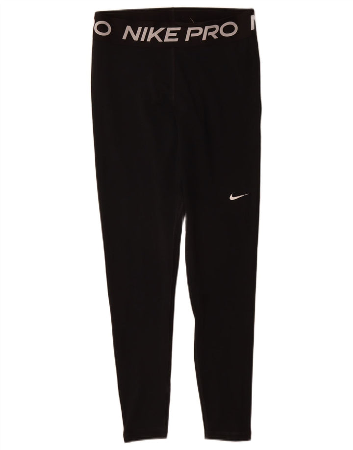 Nike Dame Dri Fit Grafiske Leggings UK 12 Medium Sort