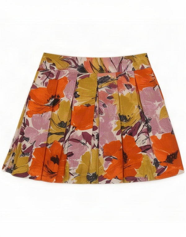 Vintage kvinders højtaljede brede benshorts XS W25 Flerfarvet blomster