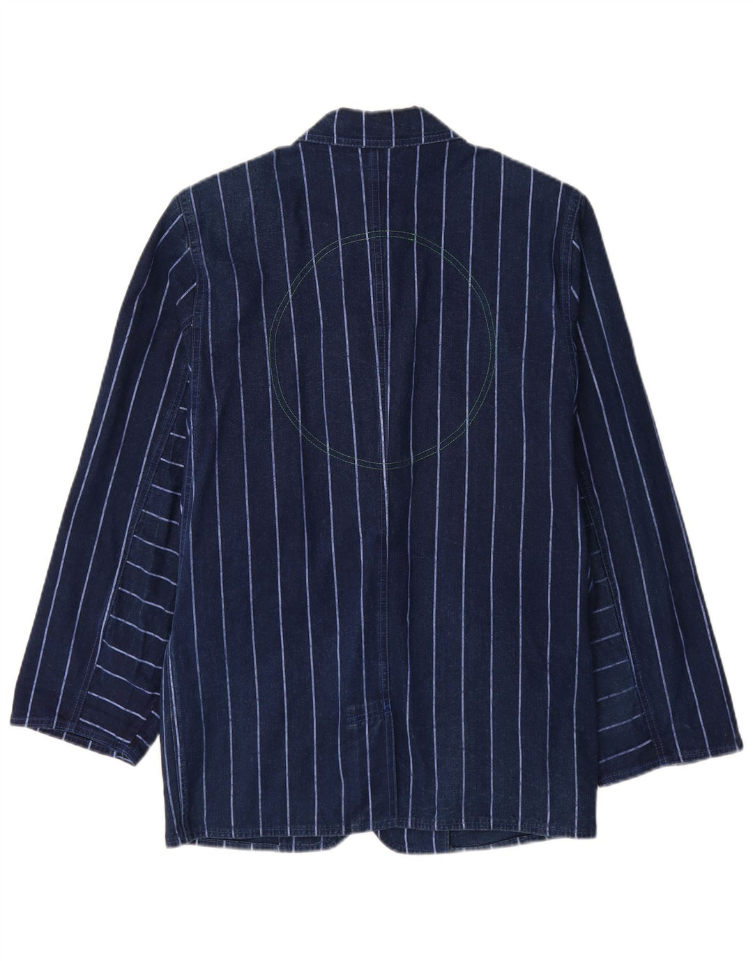 Easy Dame Denim Blazer Jacket IT 44 Medium Marineblå Stribet Bomuld