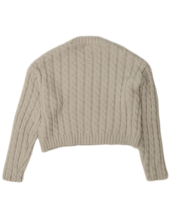 Zara Girls Crop Crew Neck Jumper Sweater 13-14 År Hvid Polyester