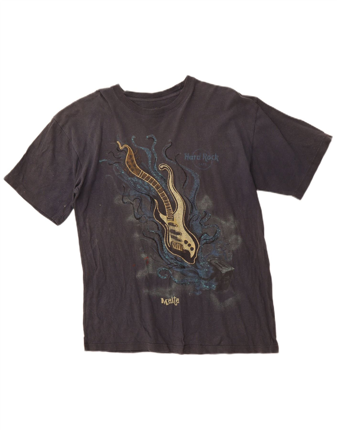 HARD ROCK Herre Malta Grafisk T-Shirt Top Medium Grå Bomuld