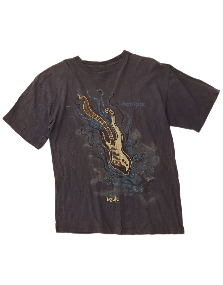 HARD ROCK Herre Malta Grafisk T-Shirt Top Medium Grå Bomuld