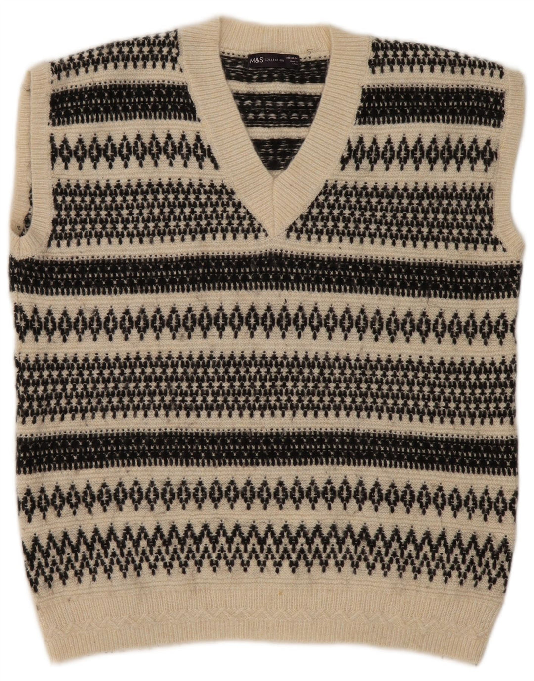 Marks & Spencer Herrevest Tank Top Medium Beige Fair Isle Akryl