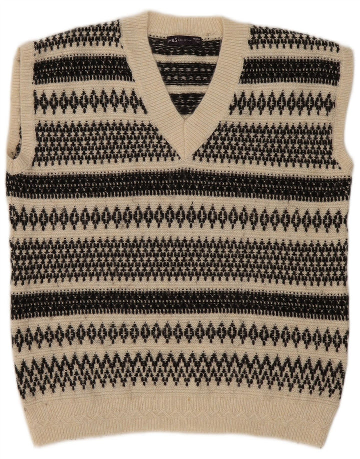 Marks & Spencer Herrevest Tank Top Medium Beige Fair Isle Akryl