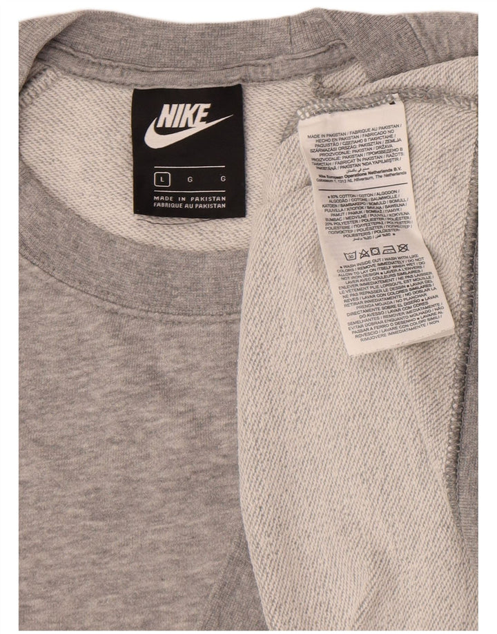 Nike Sweatshirt-trøje til mænd, stor grå flækket bomuld