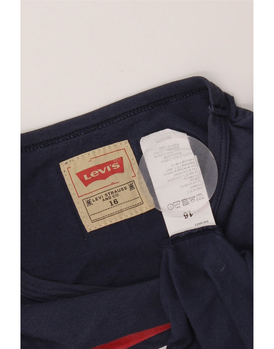 LEVI'S drenge grafisk top langærmet 15-16 år marineblå farveblok