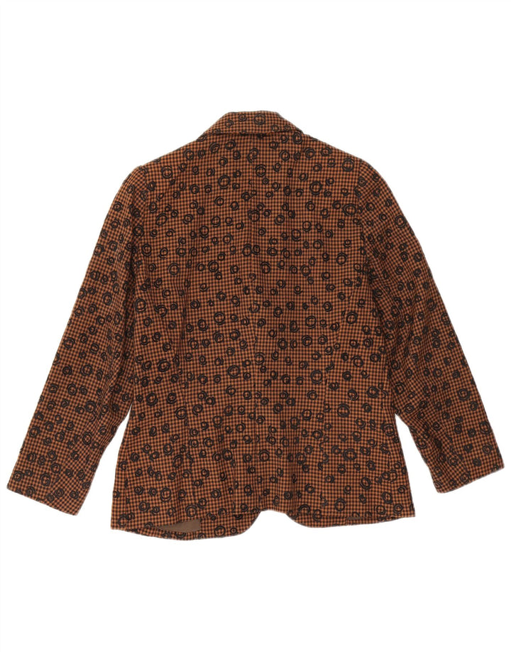 MANI Dame 2-knaps blazerjakke IT 42 Medium Brun Gingham Wool