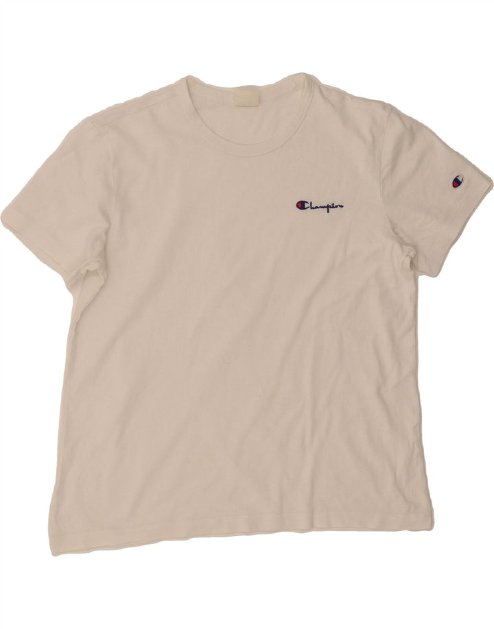 CHAMPION Womens T-Shirt Top UK 14 Medium White Vintage Champion and Second-Hand Champion from Messina Hembry 