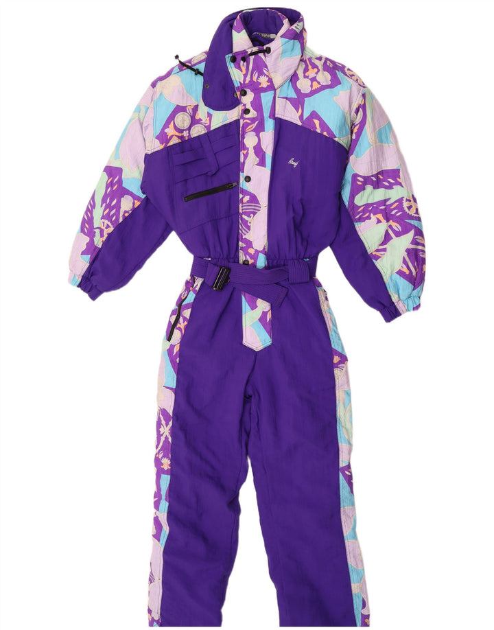 Brugi Dame Hætte Ski Jumpsuit UK 14 Medium Lilla Colourblock Polyamid