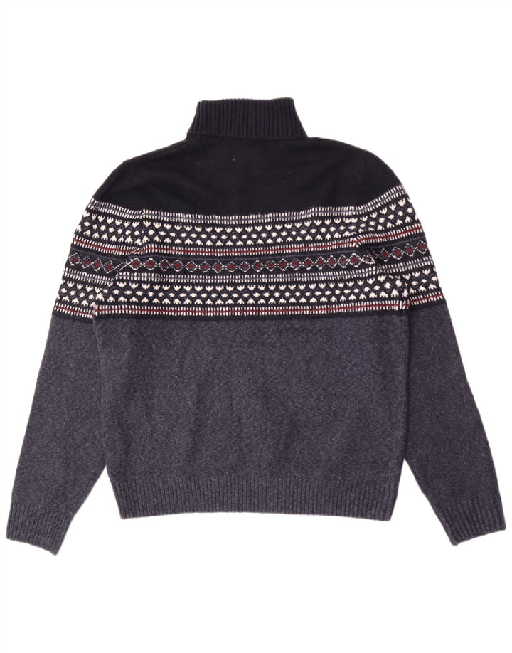 Marks & Spencer Herre rullehals sweater XL marineblå geometrisk
