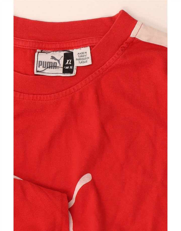 Puma Herre Grafisk Top Langærmet XL Rød Colourblock
