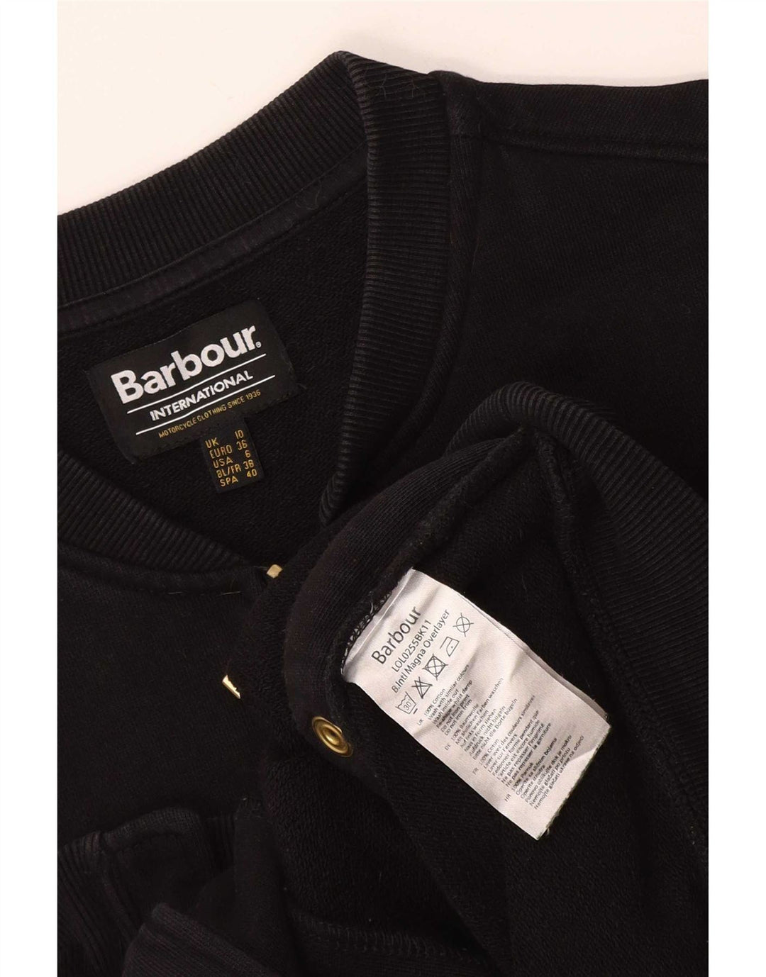 Barbour Dame træningsdragt Top Jacket UK 10 Small Black Bomuld