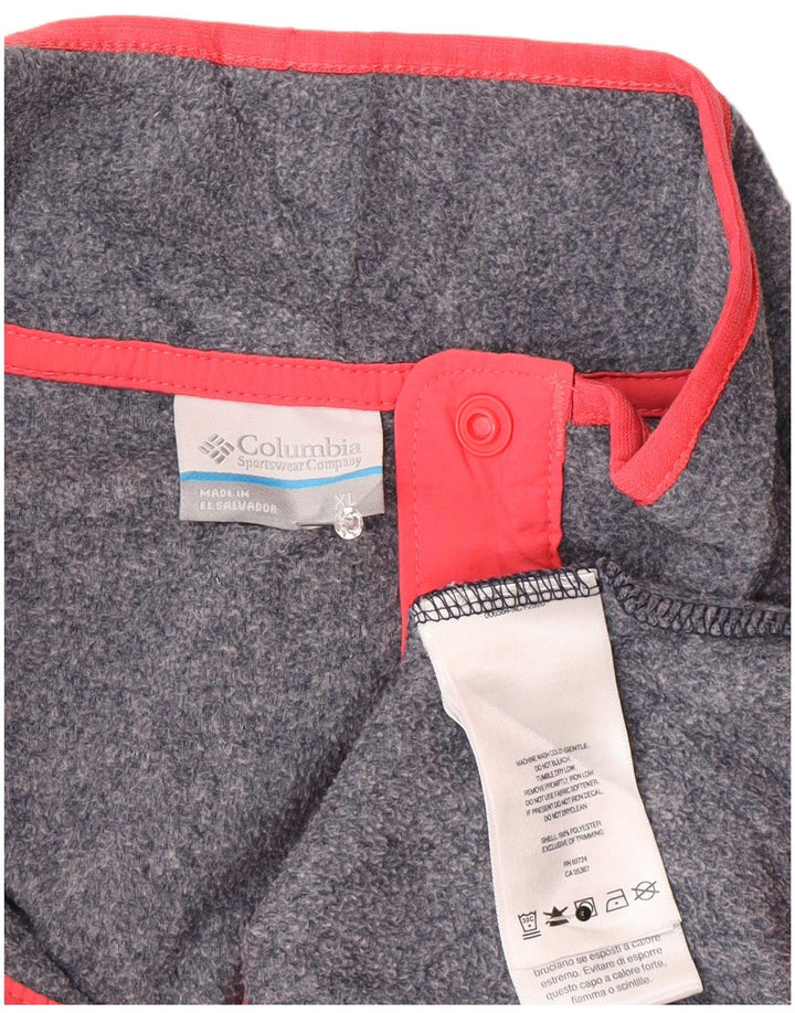 Columbia Womens Button Neck Fleece Jumper UK 18 XL Grå Polyester