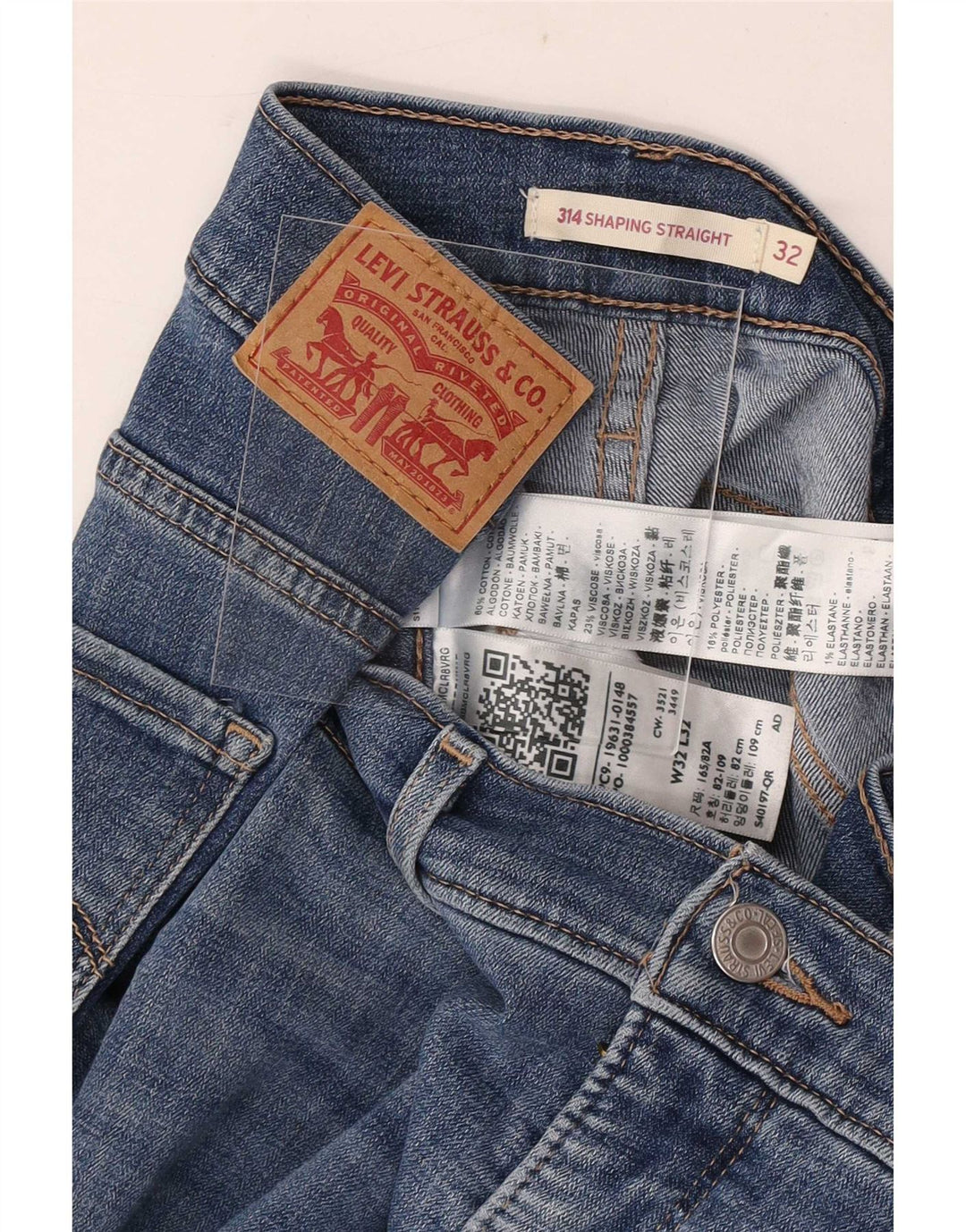 Levi's Dame 314 Shaping Straight Jeans W32 L32 Blå Bomuld