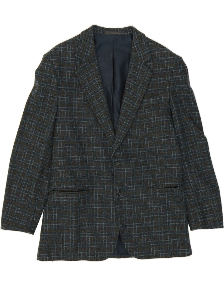 DIVISION VOGUE Mens 2 Button Blazer Jacket UK 38 Medium Blue Check Vintage Division Vogue and Second-Hand Division Vogue from Messina Hembry 
